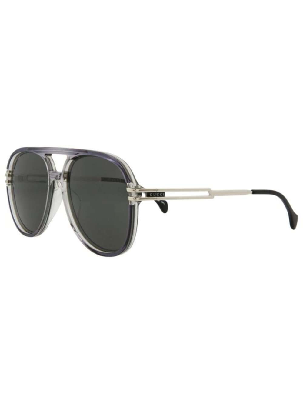 New Gucci Women's Sunglasses Aviator Acetate Frame Mens Grey Silver Grey